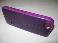 Чехол защитная крышка для IPhone 5/ 5S/ SE силиконовая с кожаной накладкой и прострочкой "Boostar" фуксия