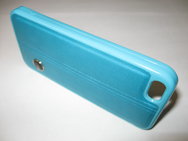 Чехол защитная крышка для IPhone 5/ 5S/ SE силиконовая с кожаной накладкой и прострочкой "Boostar" бирюзовый