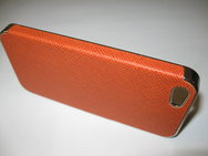 Чехол защитная крышка для IPhone 5/ 5S/ SE пластик с серебристой вставкой оранжевый