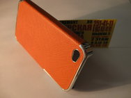 Чехол защитная крышка для IPhone 4/ 4S пластик с серебристой вставкой оранжевая