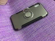Чехол защитная крышка для IPhone X/ XS пластик "Ring armor" серый