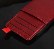 Чехол защитная крышка для IPhone 6/ 6S натуральная кожа с карманом "JDK" красный