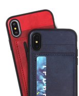 Чехол защитная крышка для IPhone X/ XS 1 карман под пластиковые карты откидной темно-синий