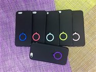 Чехол защитная крышка для IPhone 7/ 8/ SE (2020) силиконовая SC014 + кольцо-держатель черный со светло розовым