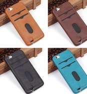 Чехол защитная крышка для IPhone 6/ 6S 2 кармана под пластиковые карты искуственная кожа коричневый
