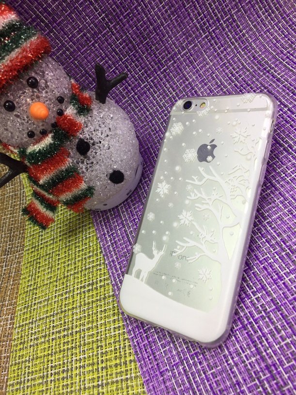 Чехол защитная крышка для IPhone 6/ 6S силиконовая "Snow Deer Tree"