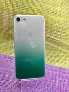 Чехол защитная крышка для IPhone 7/ 8/ SE (2020) силиконовая "Glamour" зеленый с серебристым