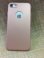 Чехол защитная крышка для IPhone 7/ 8/ SE (2020) пластик PC002 золотистый с розовым