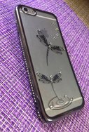 Чехол защитная крышка для IPhone 6/ 6S силиконовая со стазами "Стрекоза" черный