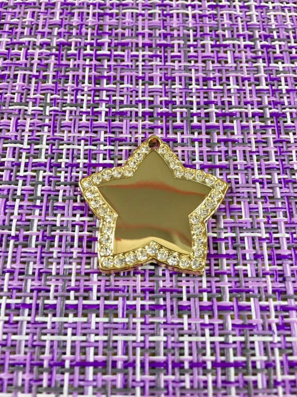 Подвеска жетон звездочка со стразами 28x28х2 мм золотистый, 110-50-2g