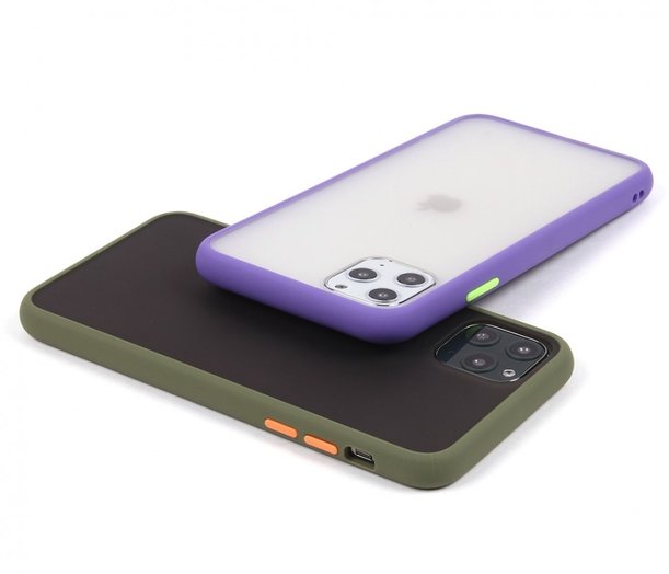 Чехол защитная крышка для IPhone 11 TPU матовая с цветными бортиками №011417 черный