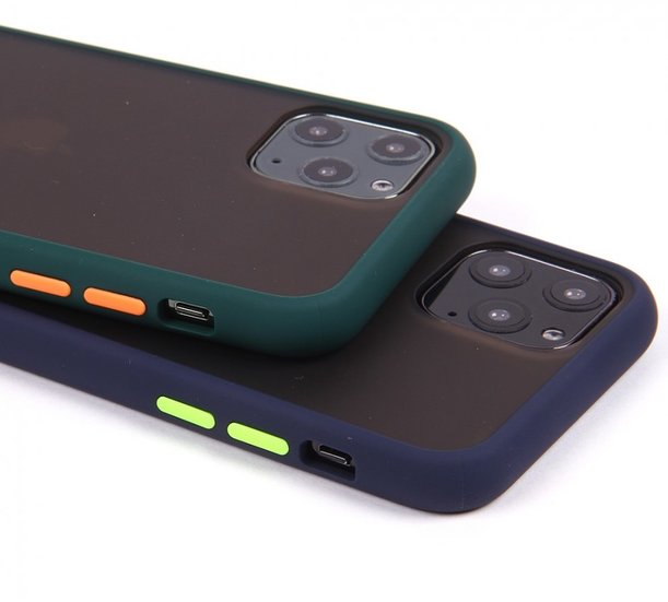Чехол защитная крышка для IPhone 11 TPU матовая с цветными бортиками №011417 черный