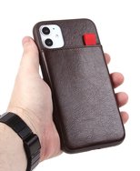 Чехол защитная крышка для IPhone 11 Pro Max с карманом "JDK" №011498 темно-коричневый