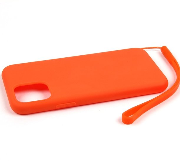 Чехол защитная крышка для IPhone 11 силиконовая с ремешком №011397 красный