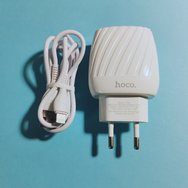 СЗУ с USB разъёмом 2.4A 2 USB "Hoco" C78A + кабель Lightning белый
