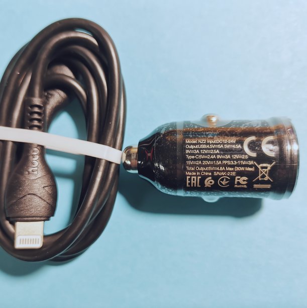 АЗУ c USB разъемом 3A 1USB+ 1USB-C "Hoco" NZ2 QC3.0, PD30W + Type-C - Lightning кабель черный
