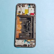 Дисплей для Huawei Y8P в рамке с АКБ + тачскрин черный 100%